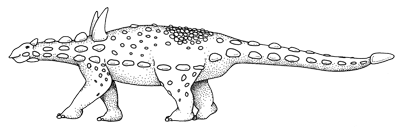 Figure 3.26: Reconstruction of the Cretaceous ankylosaur <em class='sp'>Aletopelta</em> from California, about 6 meters (20 feet) long.