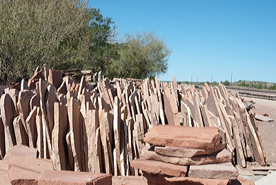Figure 5.7: Slabs of Arizona Flagstone sit upright in a supply yard near Ash Fork, Arizona.