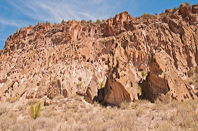 Figure 2.20: The Bandelier Tuff, a Pleistocene-aged mixture of volcanic tuff and pumice, at Bandelier National Monument in New Mexico.