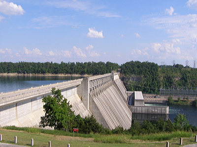 Figure 7.11: Bull Shoals hydroelectric dam on the White River in Marion and Baxter Counties, Arkansas.