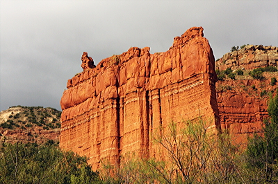 Figure 2.6: The Permian-age gypsum and red mudstones of the Quartermaster Formation are exposed in the red cliffs of Caprock Canyons State Park in Briscoe County, Texas.