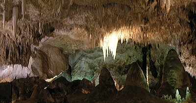 Figure 2.25: Delicate limestone speleothems decorate Carlsbad Caverns, New Mexico, in an array of spectacular formations.