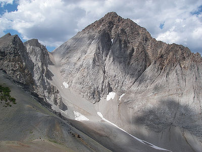 Figure 8.21: Castle Peak, in Idaho’s White Cloud Mountains, erodes to form weathered Inceptisols.