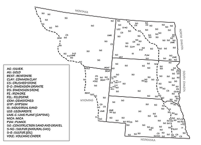 Figure 5.1: Principal mineral resources of the Great Plains and Central Lowland.