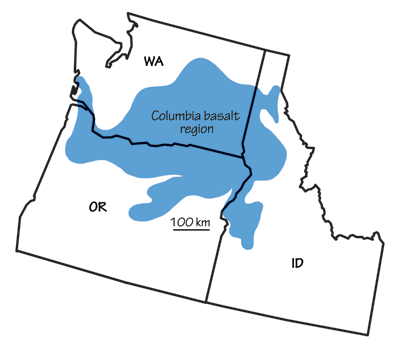 Figure 2.35: Extent of the Columbia Basin Flood Basalt.