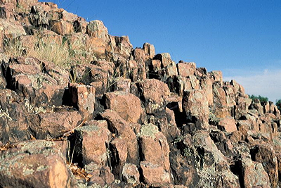 Figure 2.8: The Devil’s Honeycomb, an outcropping of columnar jointed rhyolite in Hughes Mountain State Natural Area.