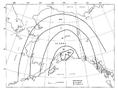 Figure 10.4: Intensity map of the 1964 Great Alaskan Earthquake.