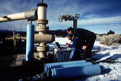 Figure 6.14: Researchers from the University of Utah test a geothermal plant’s wastewater injection flow in order to optimize steam production and improve the plant’s capacity.