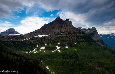 Figure 6.23: Glacially sculpted mountain ranges with horns, arêtes, and cirques are common in Glacier National Park, Montana.