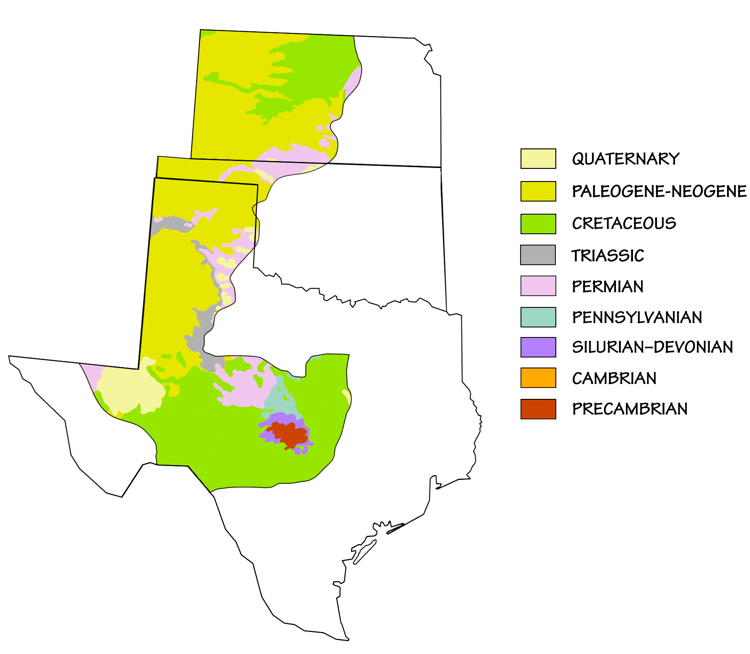 Figure 2.19: Generalized geologic map of the Great Plains.