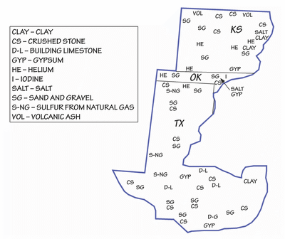Figure 5.17: Principal mineral resources of the Great Plains.