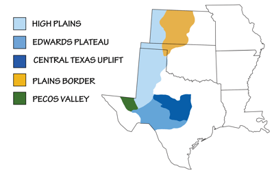 Figure 4.17: The Great Plains and its five major topographic divisions.