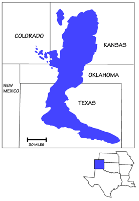 Figure 7.18: Extent of the Hugoton-Panoma gas field.