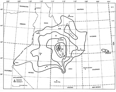 Figure 9.13: Intensity map of the 1934 Kosmo earthquake.