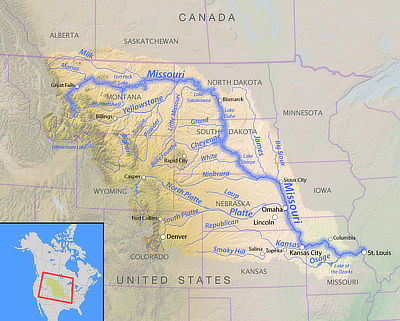 Figure 10.23: The Missouri River and its tributaries.