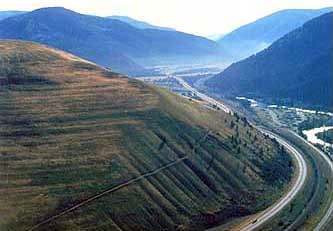 Figure 6.21: Wave-cut terraces along Mt. Jumbo near Missoula, Montana mark the ancient lakeshore of Lake Missoula.