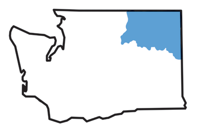 Figure 2.10: Washington State with highlighted Northeastern Highlands region.