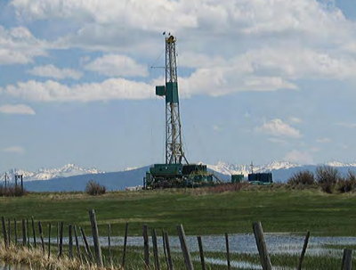 Figure 6.18: A natural gas drilling rig in the North Park Basin, Colorado.