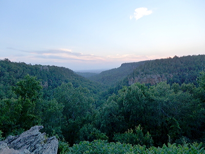 Figure 4.10: The flat-topped mesas of the Arkansas Valley, seen from atop Petit Jean Mountain.