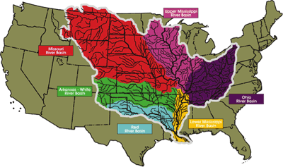 Figure 10.8: Major river basins of the continental US.