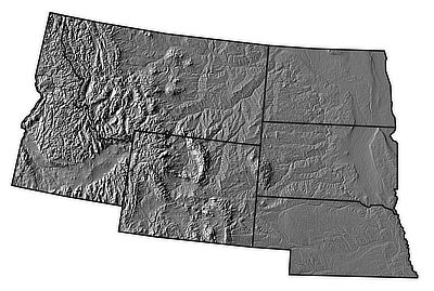 Figure 4.4: Digital shaded relief map of the Northwest Central States.