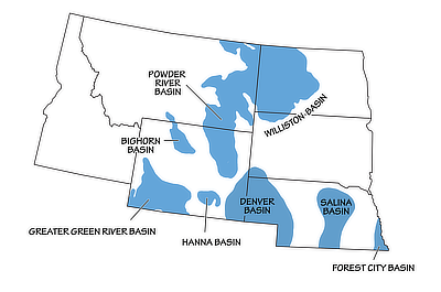 Figure 2.25: Geologic basins of the Northwest Central US.