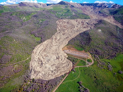 Figure 9.4: The catastrophic 2012 mudslide in Mesa County, Colorado, triggered by melting snow and unusually heavy rainfall, rushed down a mountain near the town of Collbran into the West Salt Creek Valley.