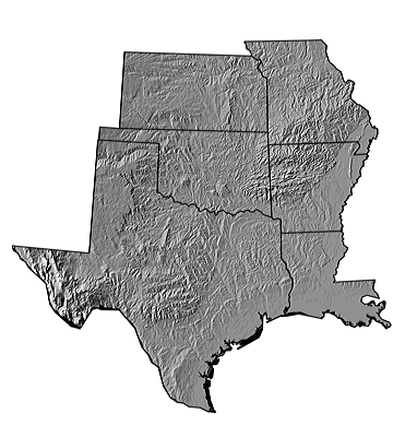 Figure 4.2: Digital shaded relief map of the South Central.