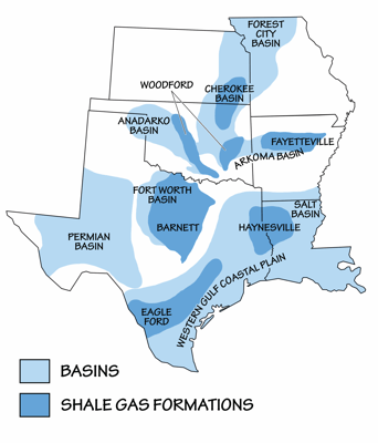 Figure 7.5: Sedimentary basins containing significant fossil fuel accumulations.