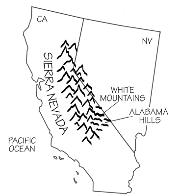 Figure 2.11: Extent of the Sierra Nevada range.