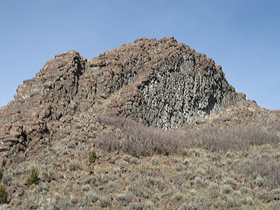 Figure 2.28: Step Mountain, in the Traverse Range, Utah, is composed of overturned basalt that exhibits columnar jointing.