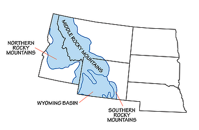 Figure 4.18: Physiographic subregions of the Rocky Mountains.