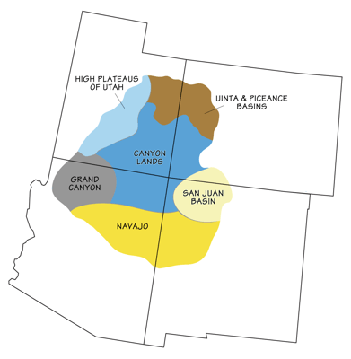 Figure 4.6: Physiographic subdivisions of the Colorado Plateau.