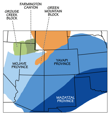 Figure 1.4: Cratonic elements of the Southwestern US.
