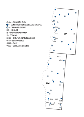 Figure 5.22: Principal mineral resources of the Great Plains region.