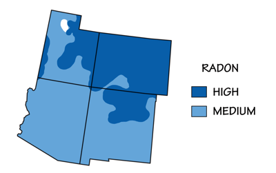 Figure 9.25: Radon risk levels at the surface in the Southwestern US.