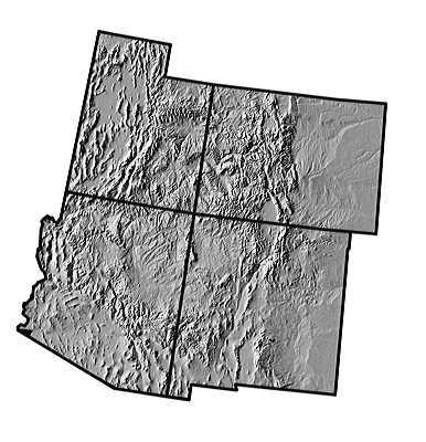 Figure 4.4: Digital shaded relief map of the Southwestern states.