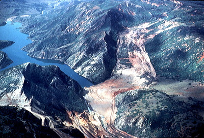 Figure 9.3: In spring 1983, a major landslide near Thistle, Utah created this dam and the resulting “Lake Thistle,” inundating the town.