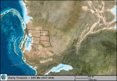 Figure 1.9: The Northwest Central US during the early Triassic, approximately 245 million years ago.