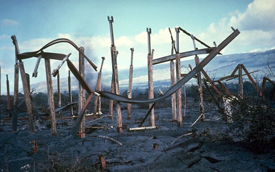 Figure 10.21: Remains of Waha’ula Visitor’s Center in Hawai’i Volcanoes National Park.
