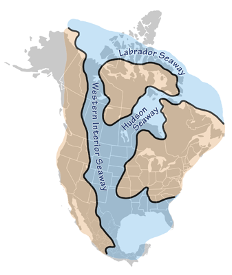 Figure 1.11: Cretaceous continental seas over North America.